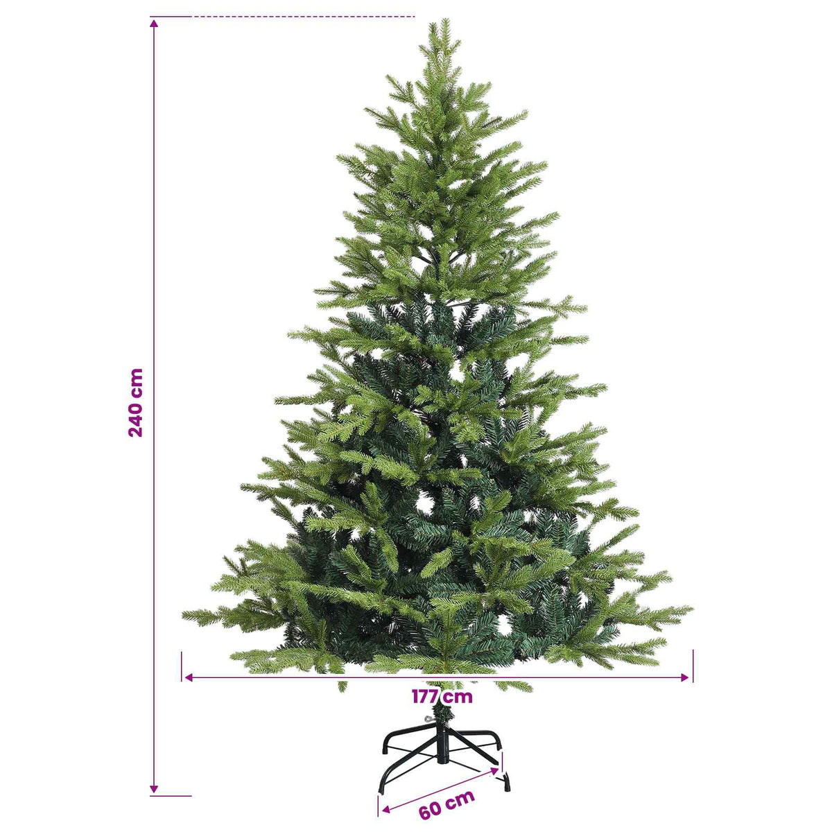 Műfenyő gömbökkel 240 cm 300 LED Meleg fehér PVC és fém Zöld 11