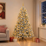 Műkarácsonyfa gömbbel 240 cm 300 LED Meleg fehér PVC és fém 3