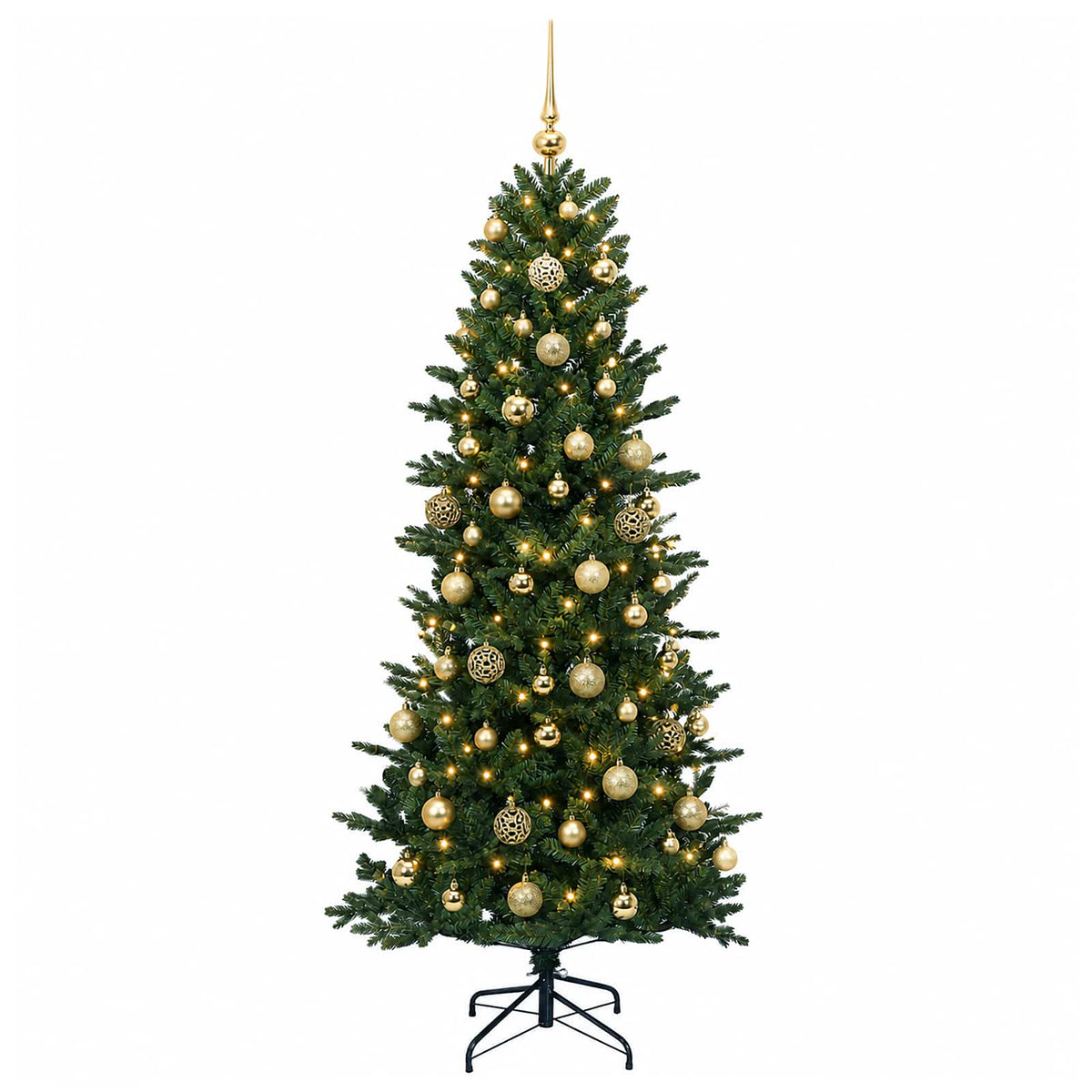 Műkarácsonyfa gömbbel 240 cm 300 LED Meleg fehér PVC és PE Zöld 4