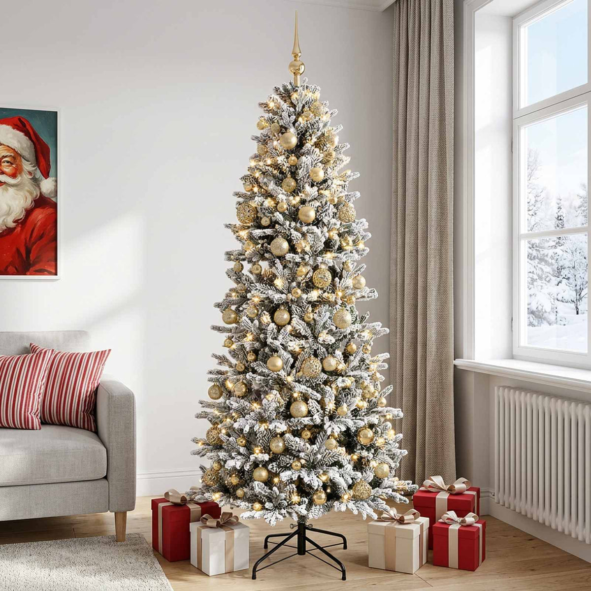 Műkarácsonyfa gömbbel 180 cm 300 LED Meleg fehér PVC és PE 3
