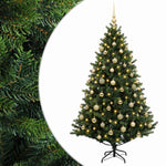 Műfenyő gömbökkel 180 cm 300 LED Meleg fehér PVC és fém Zöld 2