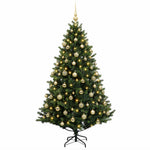 Műfenyő gömbökkel 180 cm 300 LED Meleg fehér PVC és fém Zöld 4