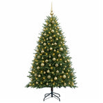 Műfenyő gömbökkel 240 cm 300 LED Meleg fehér PVC és fém Zöld 4