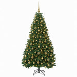 Műkarácsonyfa középzöld gömbökkel 180 cm 300 LED Meleg fehér 4