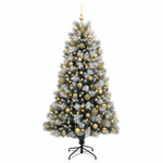 Mű zsanéros karácsonyfa gömbökkel 180 cm 300 LED Meleg fehér 4