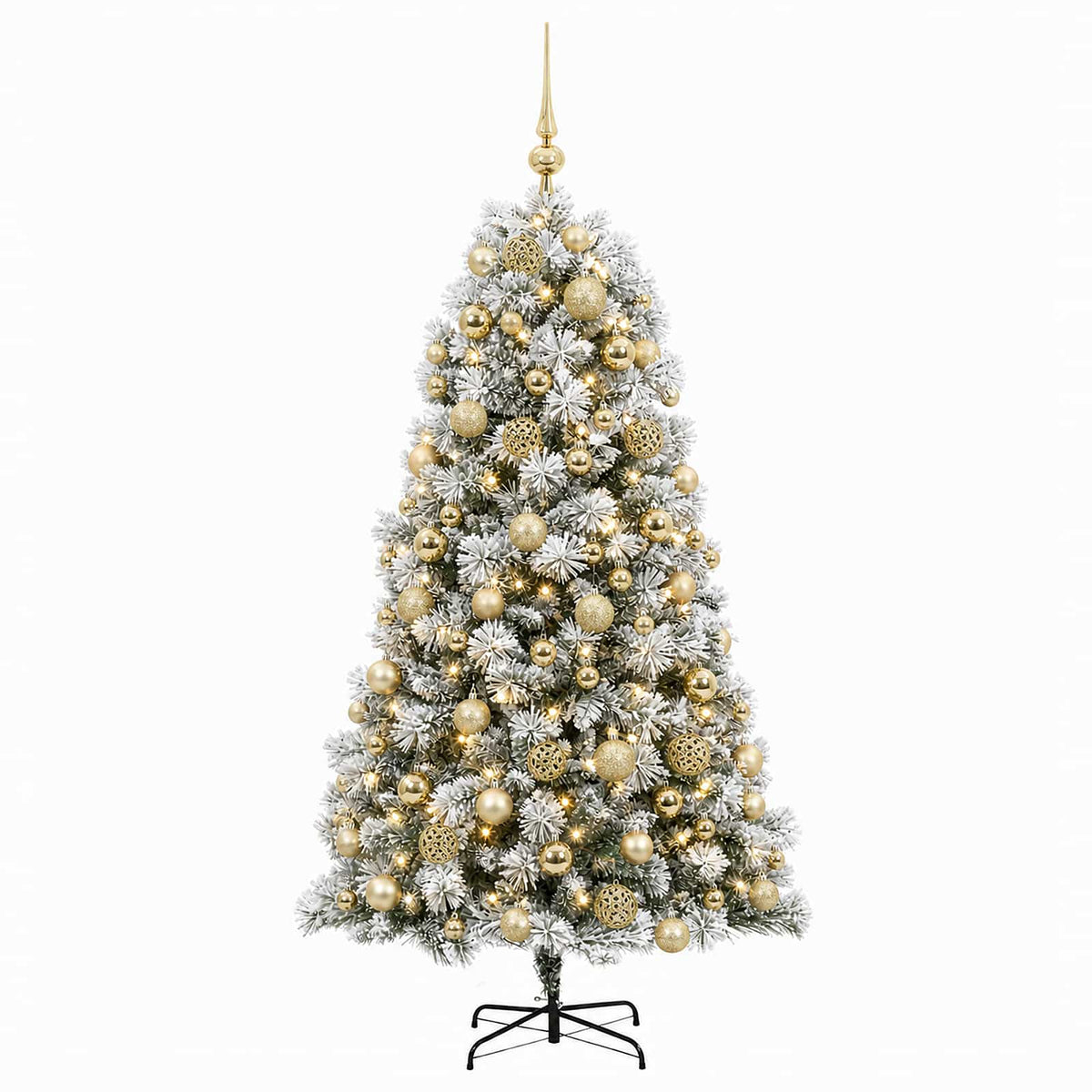 Mű zsanéros karácsonyfa gömbökkel 180 cm 300 LED Meleg fehér 4