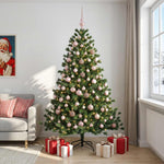 Műkarácsonyfa gömbbel 240 cm 300 LED Meleg fehér PVC és fém 3