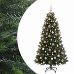 Műfenyő gömbökkel 210 cm 300 LED Meleg fehér PVC és fém Zöld 2
