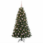 Műfenyő gömbökkel 210 cm 300 LED Meleg fehér PVC és fém Zöld 4