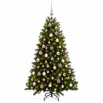 Műfenyő gömbökkel 240 cm 300 LED Meleg fehér PVC és fém Zöld 4