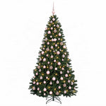 Sötétzöld műkarácsonyfa gömbökkel 210 cm 300 LED Meleg fehér 4
