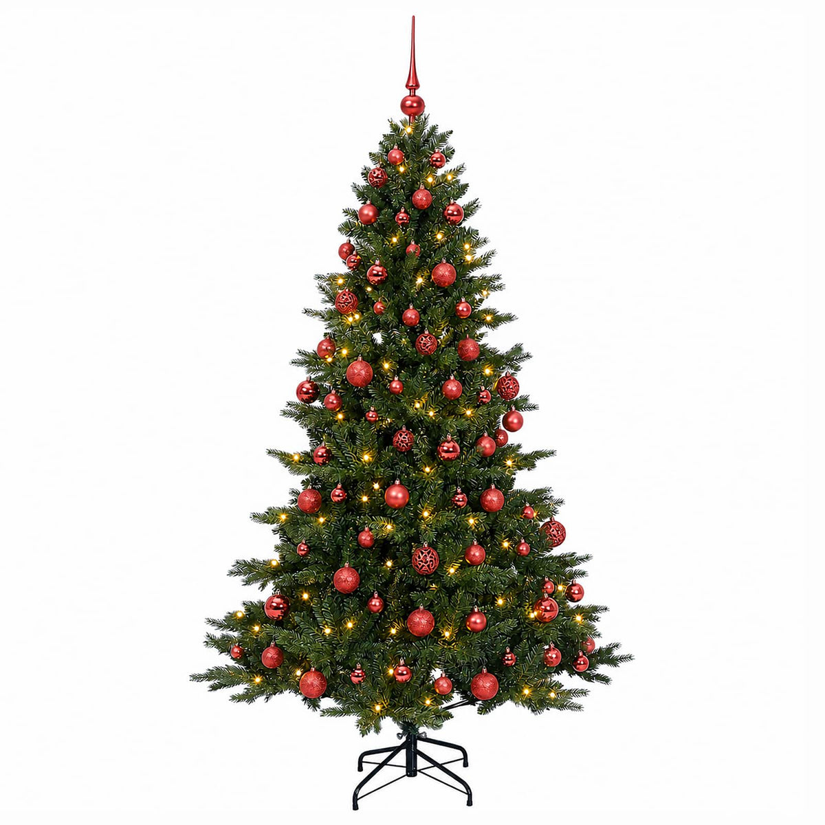 Műkarácsonyfa gömbbel 210 cm 300 LED Meleg fehér PVC és fém 4