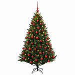 Műfenyő gömbökkel 180 cm 300 LED Meleg fehér PVC és fém Zöld 4
