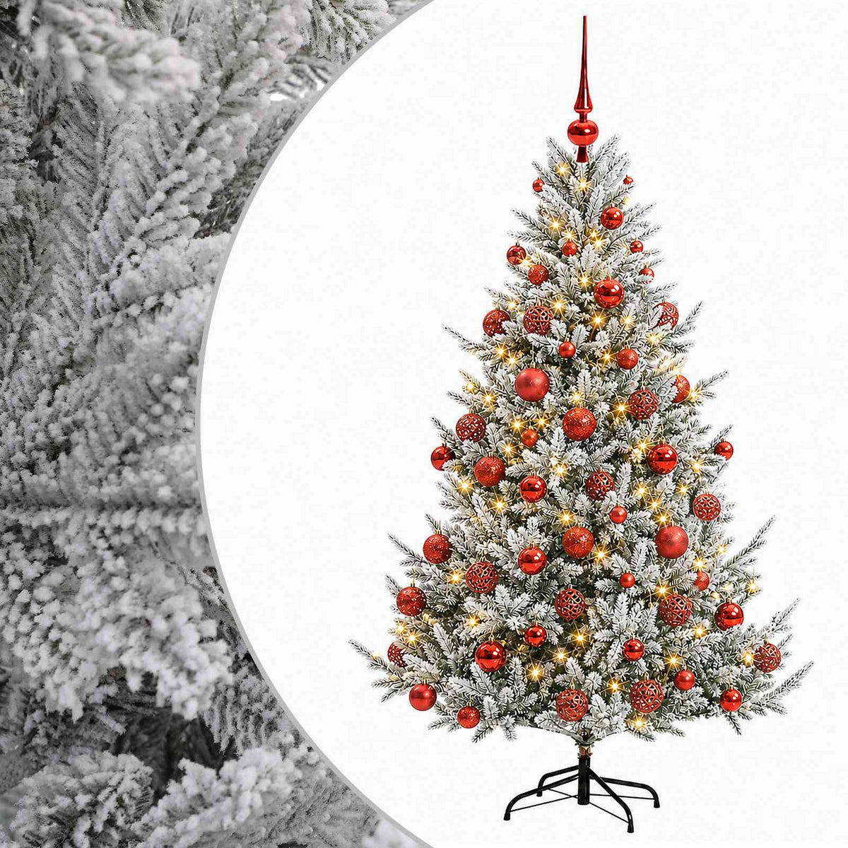 Műkarácsonyfa gömbbel 210 cm 300 LED Meleg fehér PVC és fém 2