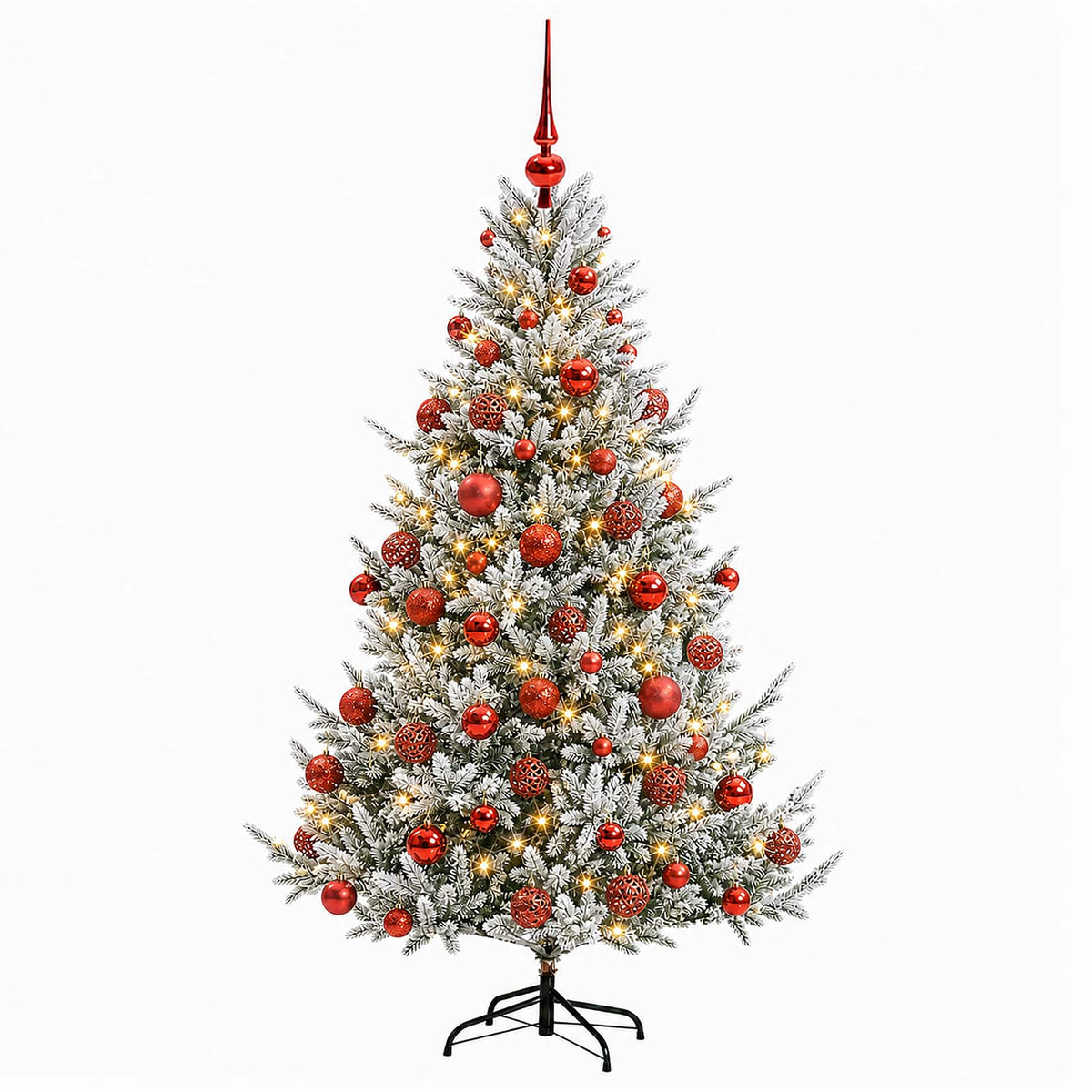 Műkarácsonyfa gömbbel 210 cm 300 LED Meleg fehér PVC és fém 4