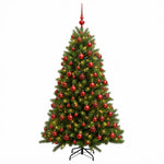 Műfenyő gömbökkel 210 cm 300 LED Meleg fehér PVC és fém Zöld 4