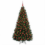 Sötétzöld műkarácsonyfa gömbdíszekkel 180 cm 300 LED 4