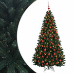 Sötétzöld műkarácsonyfa gömbökkel 210 cm 300 LED Meleg fehér 2