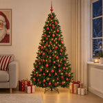 Sötétzöld műkarácsonyfa gömbökkel 240 cm 300 LED Meleg fehér 3