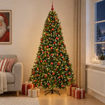 Zöld műfenyő díszgömbbel 240 cm 300 LED Meleg fehér PVC és fém 3
