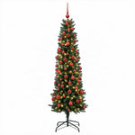 Karcsú műkarácsonyfa gömbökkel 210 cm 300 LED Meleg fehér 4