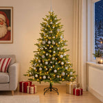 Műkarácsonyfa gömbbel 240 cm 300 LED Meleg fehér PVC és fém 3