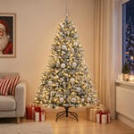 Műkarácsonyfa gömbbel 210 cm 300 LED Meleg fehér PVC és fém 3