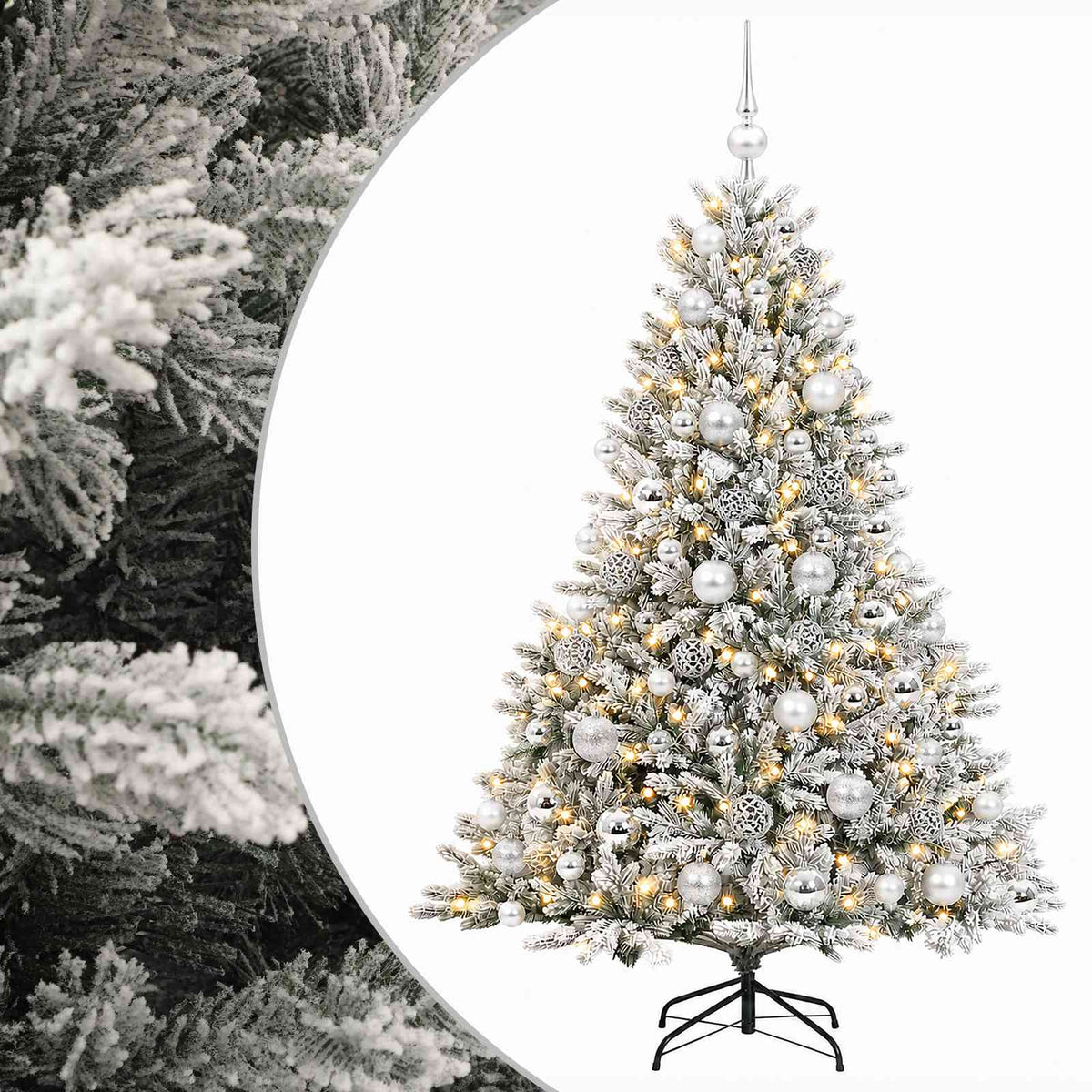 Műkarácsonyfa gömbbel 240 cm 300 LED Meleg fehér PVC és fém 2