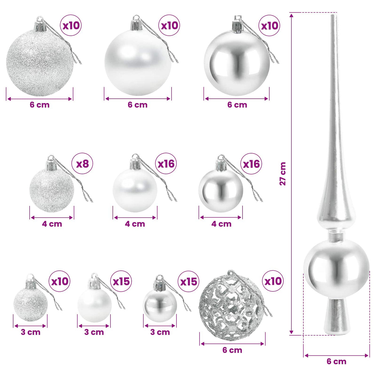 Műkarácsonyfa gömbbel 240 cm 300 LED Meleg fehér PVC és fém 12