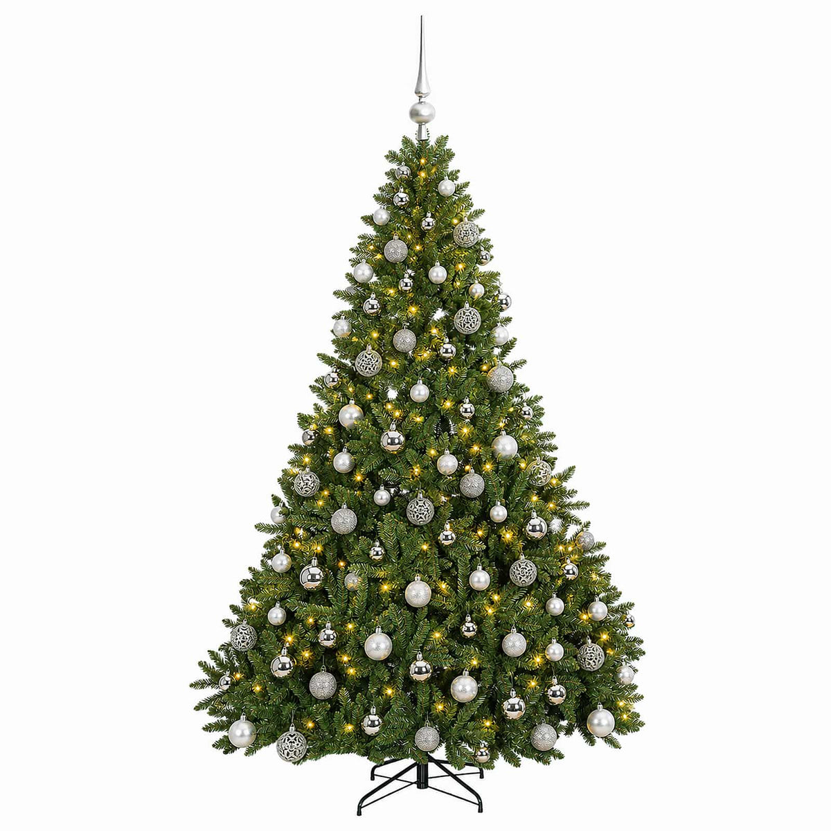Műkarácsonyfa világoszöld gömbökkel 210 cm 300 LED Meleg fehér 4