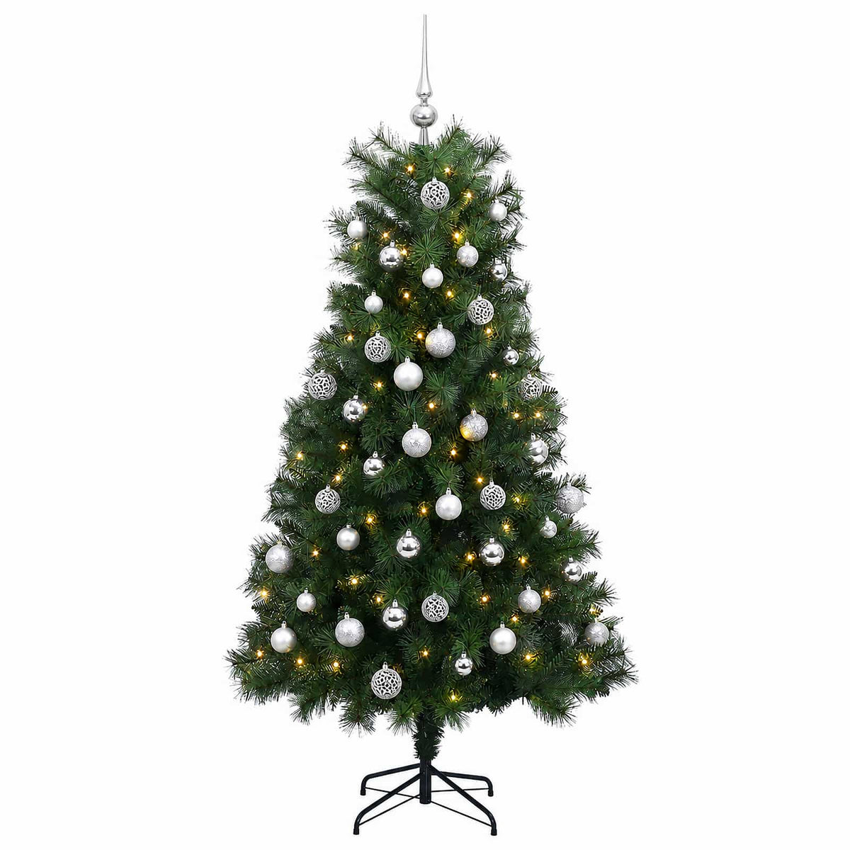 Mű zsanéros karácsonyfa gömbökkel 240 cm 300 LED Meleg fehér 4