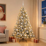 Műkarácsonyfa gömbbel 180 cm 300 LED Meleg fehér PVC és fém 3