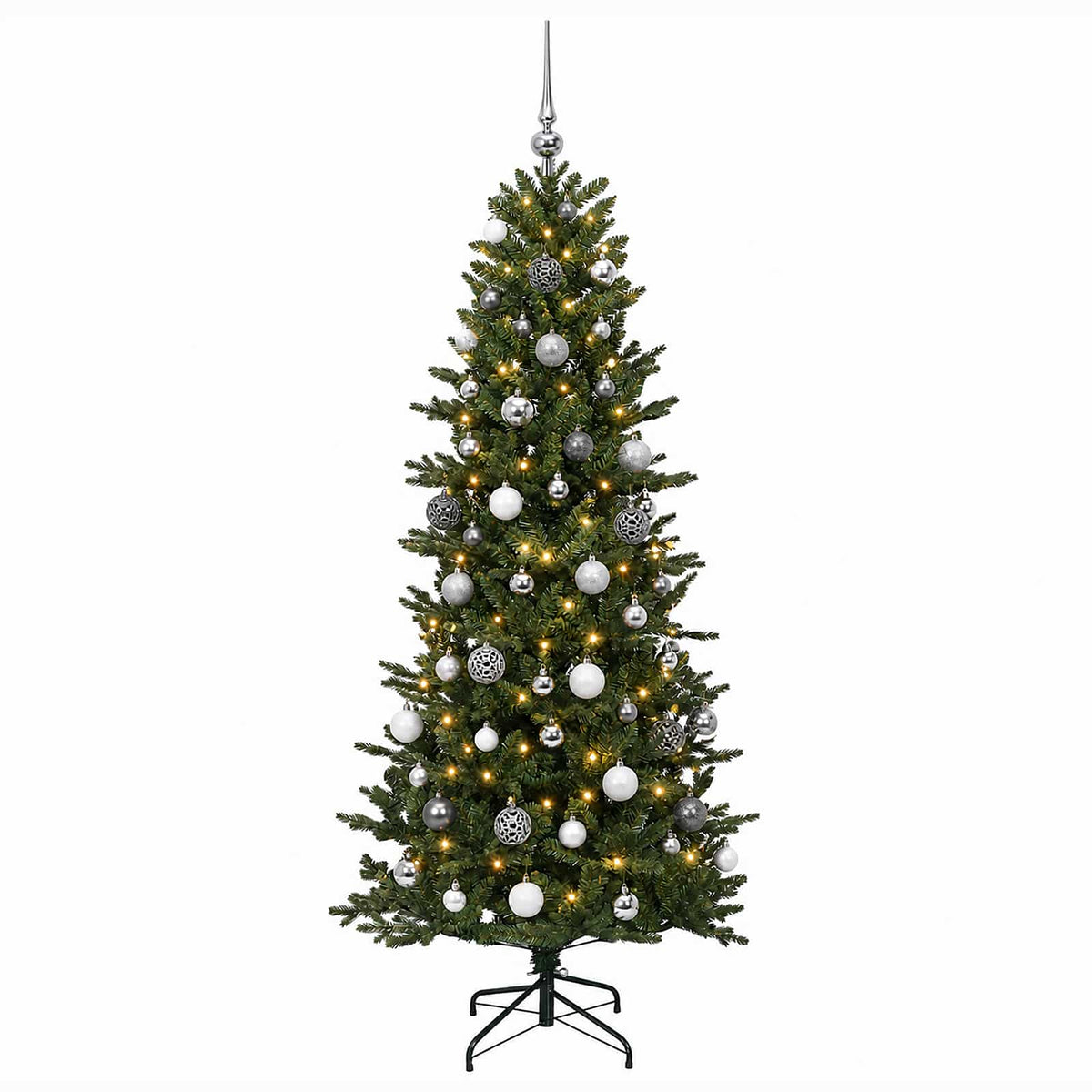 Műkarácsonyfa gömbbel 180 cm 300 LED Meleg fehér PVC és PE Zöld 4