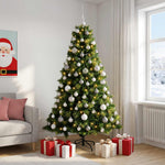 Műkarácsonyfa gömbbel 180 cm 300 LED Meleg fehér PVC és fém 3