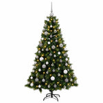Műkarácsonyfa gömbbel 180 cm 300 LED Meleg fehér PVC és fém 4