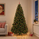 Sötétzöld műfenyő díszgömbökkel 270 cm 600 LED Meleg fehér 3