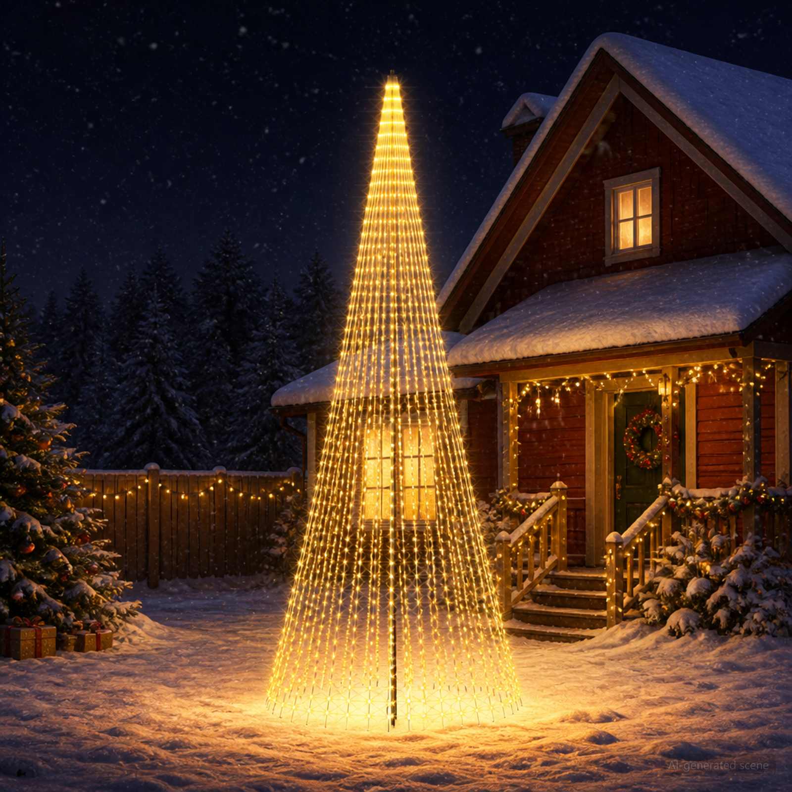 LED Karácsonyi Fenyő 485 cm 1632 LED Meleg fehér Vas Fekete