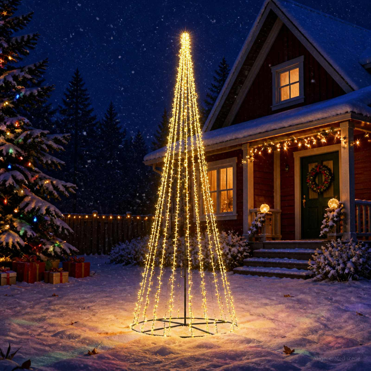 LED Karácsonyi Fenyő 485 cm 3000 LED Meleg fehér Acél Fekete