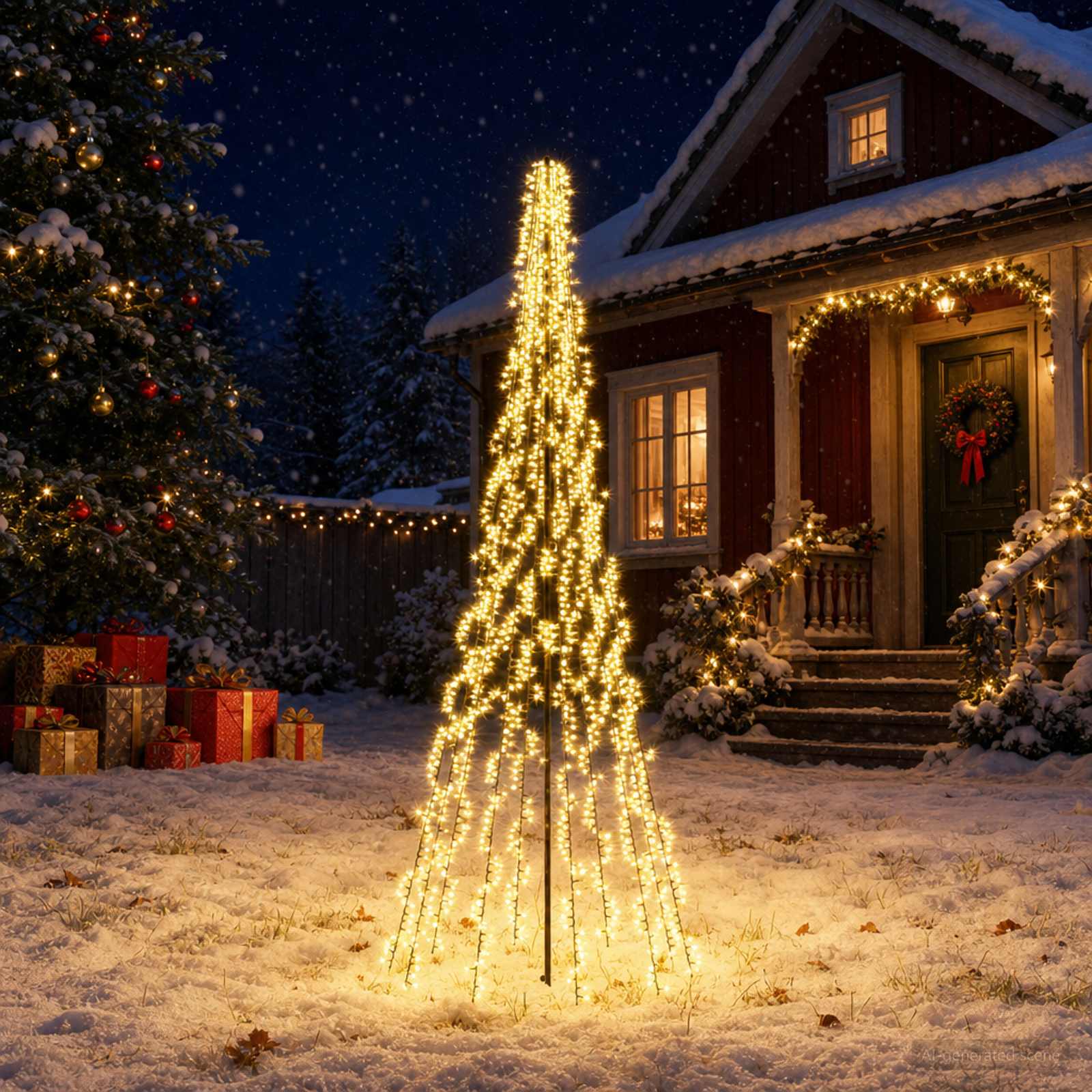 LED Karácsonyi Fenyő 285 cm 1550 LED Meleg fehér Acél Fekete