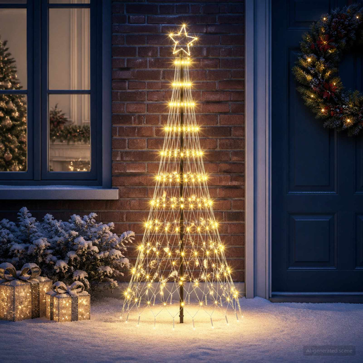 LED Karácsonyi Fenyő 180 cm 230 LED Meleg fehér Vas Fekete