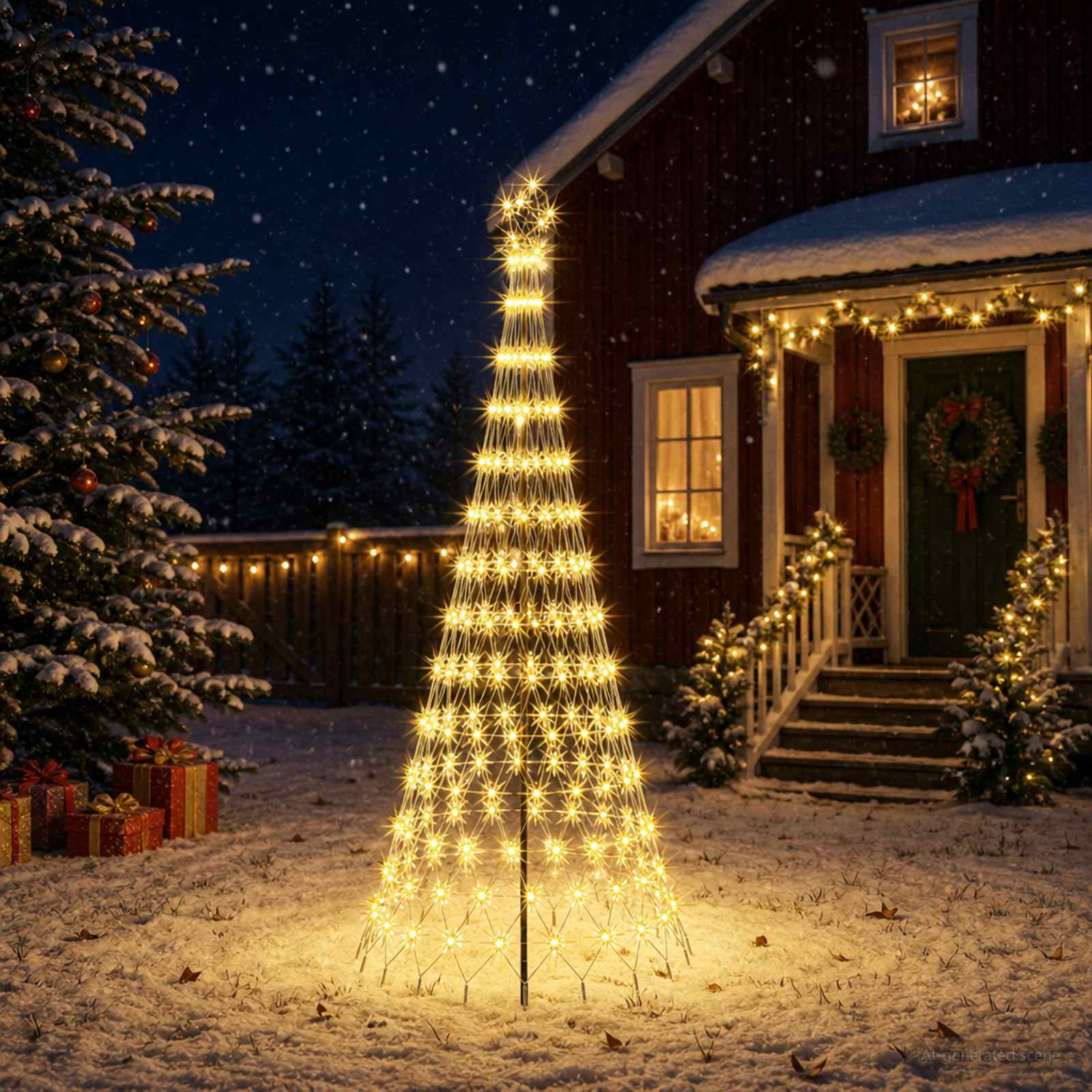LED Karácsonyi Fenyő 250 cm 290 LED Meleg fehér Vas Fekete