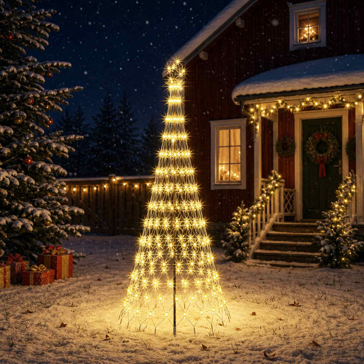 LED Karácsonyi Fenyő 250 cm 290 LED Meleg fehér Vas Fekete