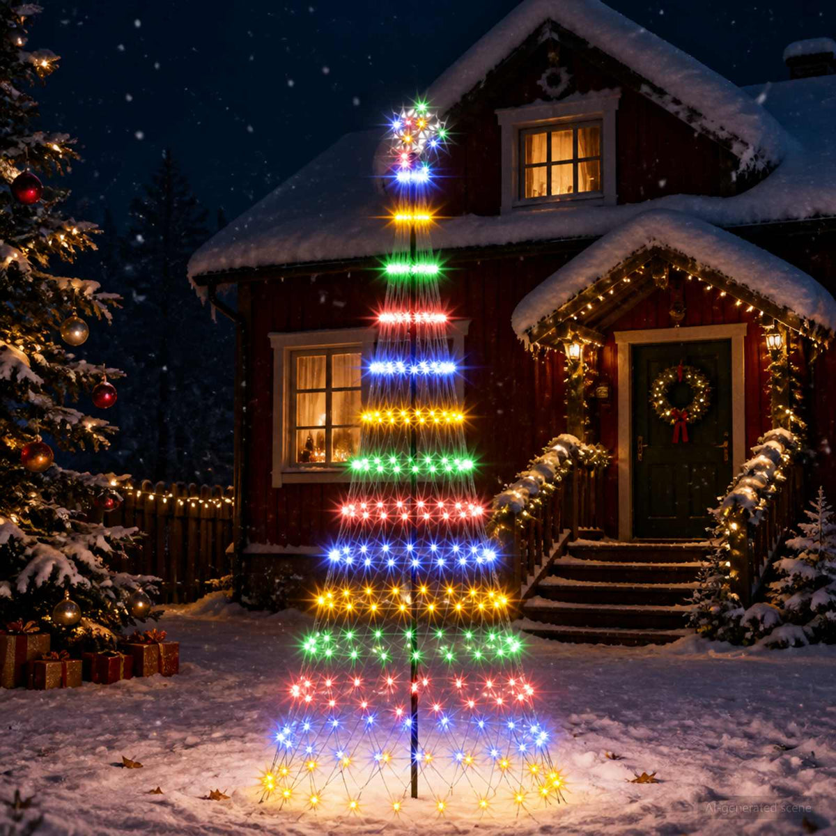 LED Karácsonyi Fenyő 250 cm 290 LED Többszínű Vas Fekete