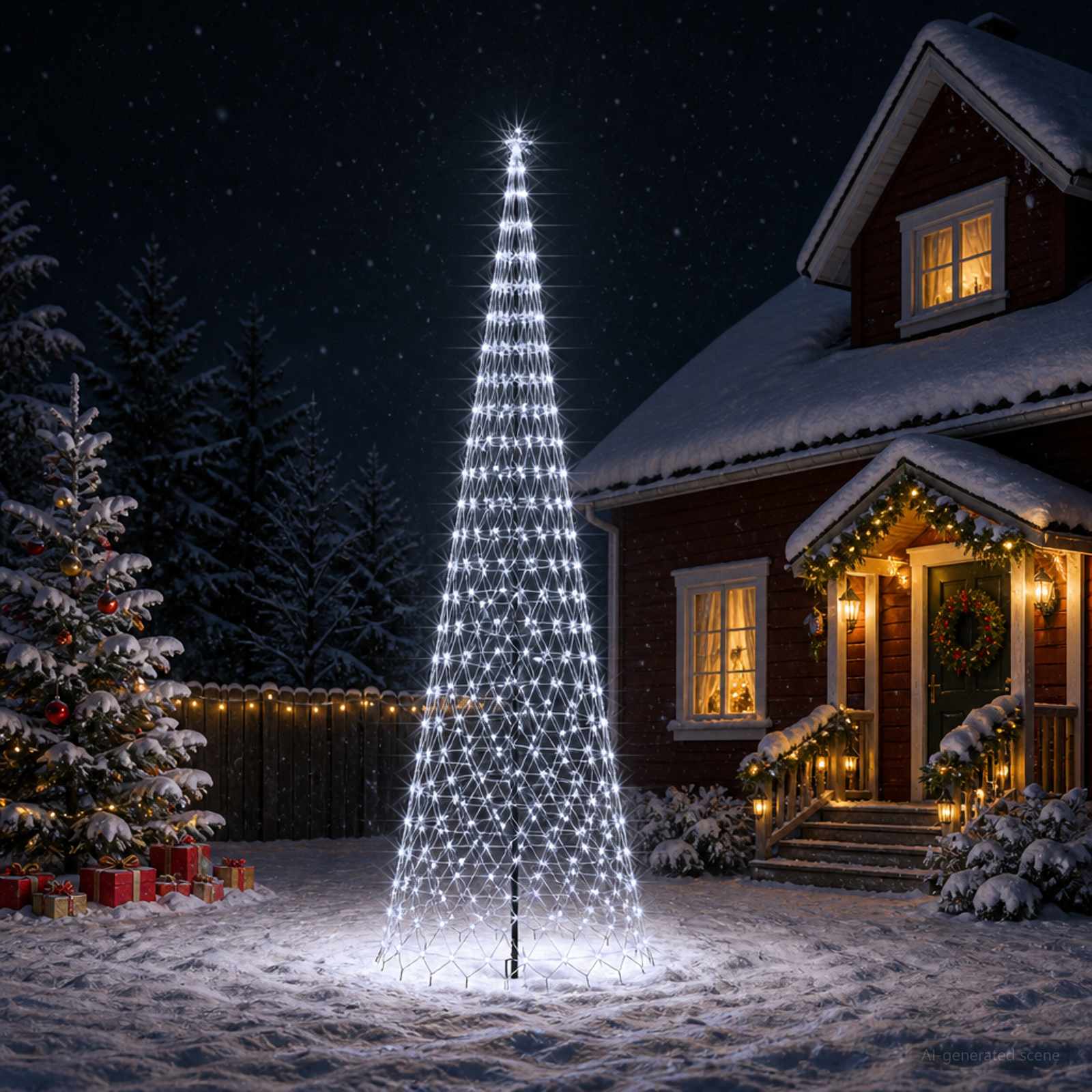 LED Karácsonyi Fenyő 500 cm 550 LED Hideg fehér Vas Fekete
