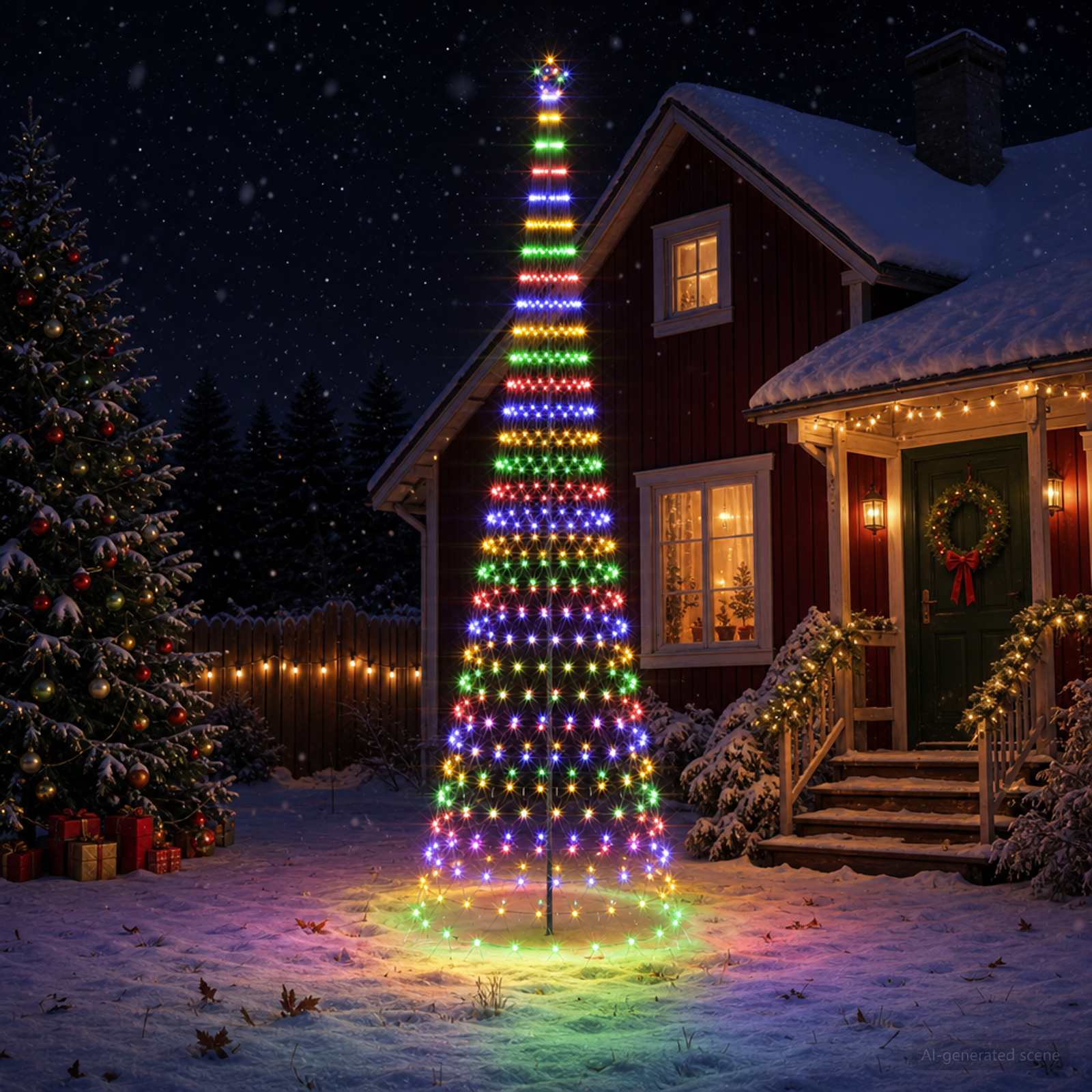 LED Karácsonyi Fenyő 500 cm 550 LED Többszínű Vas Fekete