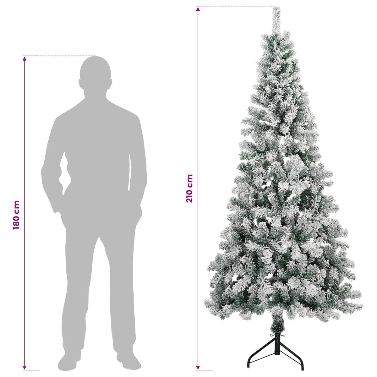 Mű karácsonyfa 210 cm PVC és Acél Zöld és Fehér 9