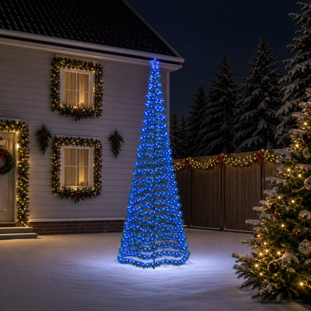 LED-es csillogó karácsonyfa földnyárssal EKENAS 400 cm 588 LED