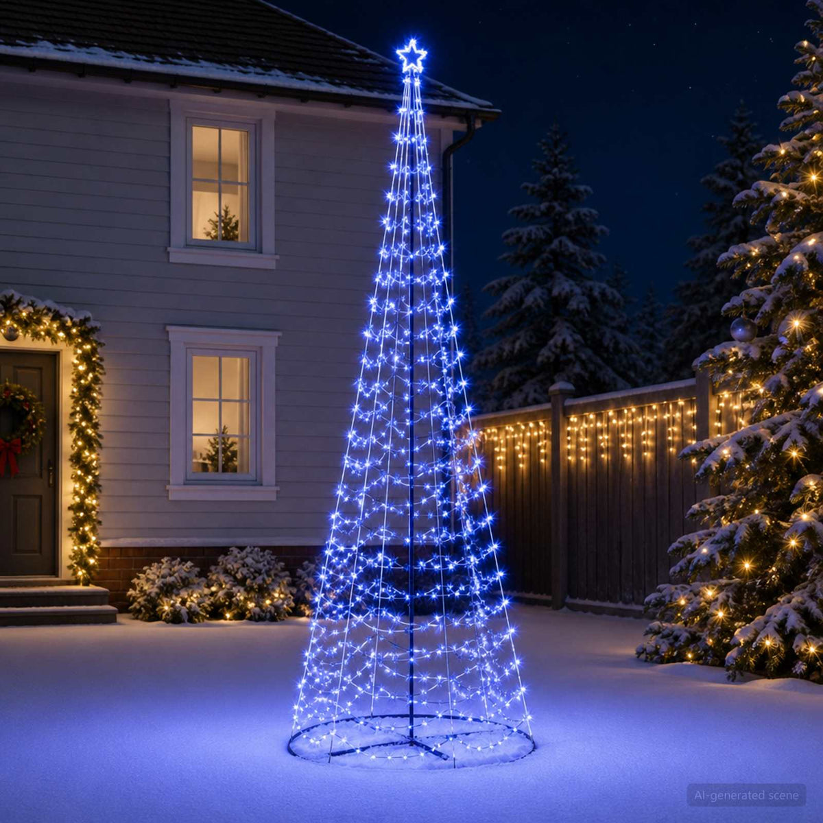 LED spirál karácsonyfa talppal EKENAS 400 cm 588 LED Kék