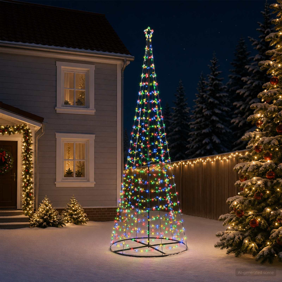 LED spirál karácsonyfa talppal EKENAS 400 cm 588 LED Többszínű