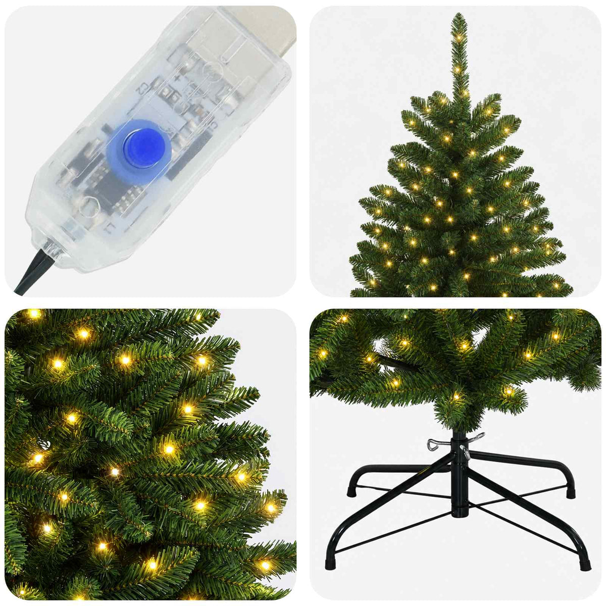 Műanyag Hajtogatós Karácsonyfa 210 cm 400 LED Meleg fehér PVC 7